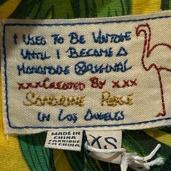 Sandrine Rose Tropical Wool Mixed Media Hawaiian Sweater Oversized Women XS NWT - Picture 2 of 11